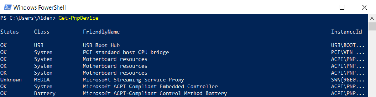 How to enable/disable hardware devices using Windows Powershell