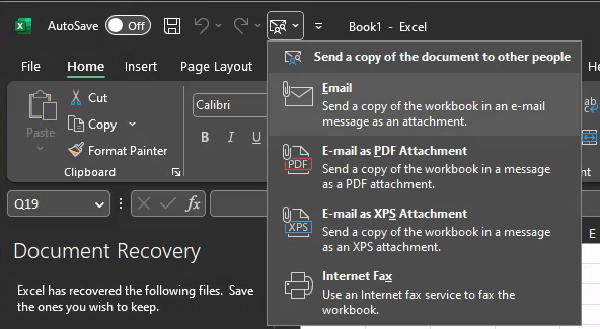 Microsoft Office - Send a file as an Attachment