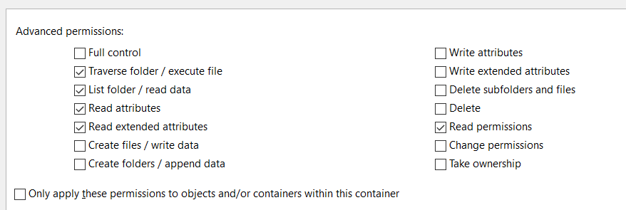 Screenshot of Advanced NTFS Permissions